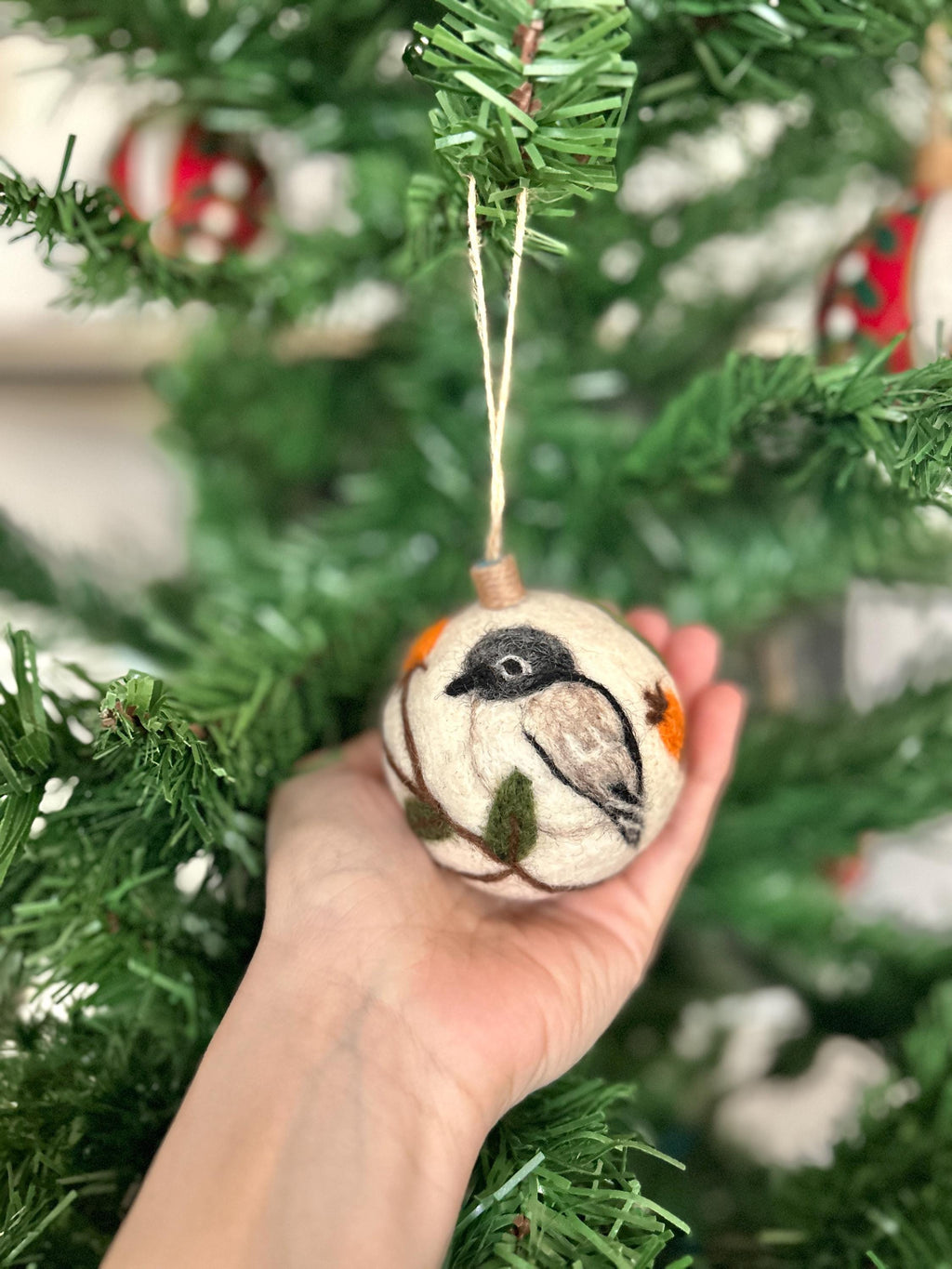 Weihnachtskugel Filz Vogel handgemacht I Weihnachtsdeko I Anhänger I Schnäpper Deko I Weihnachtsschmuck I Christbaumkugel Kugel Filz
