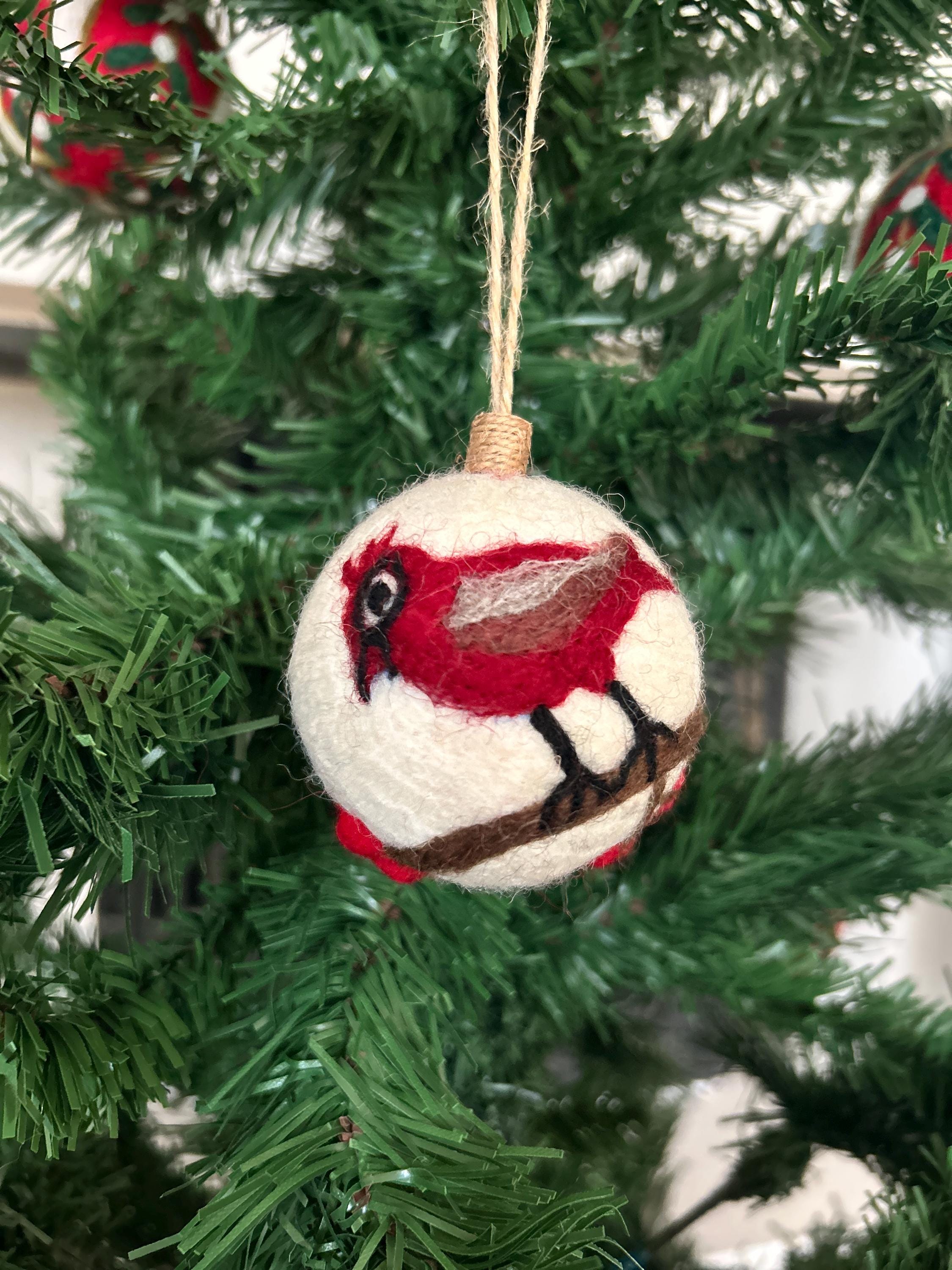 Weihnachtskugel Filz Rotkardinal Vogel I Weihnachtsdeko I Anhänger I Vogel Deko I Weihnachtsschmuck I Christbaumkugel I Christbaumschmuck I