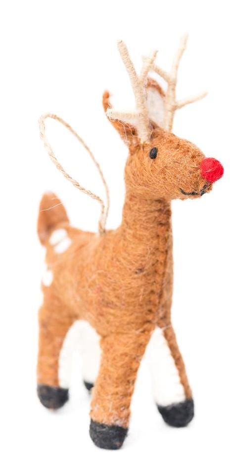 Weihnachtsanhänger Rudolf das Rentier I Filz Christbaumschmuck I Weihnachtsdeko I rote Nase I Rentier Deko