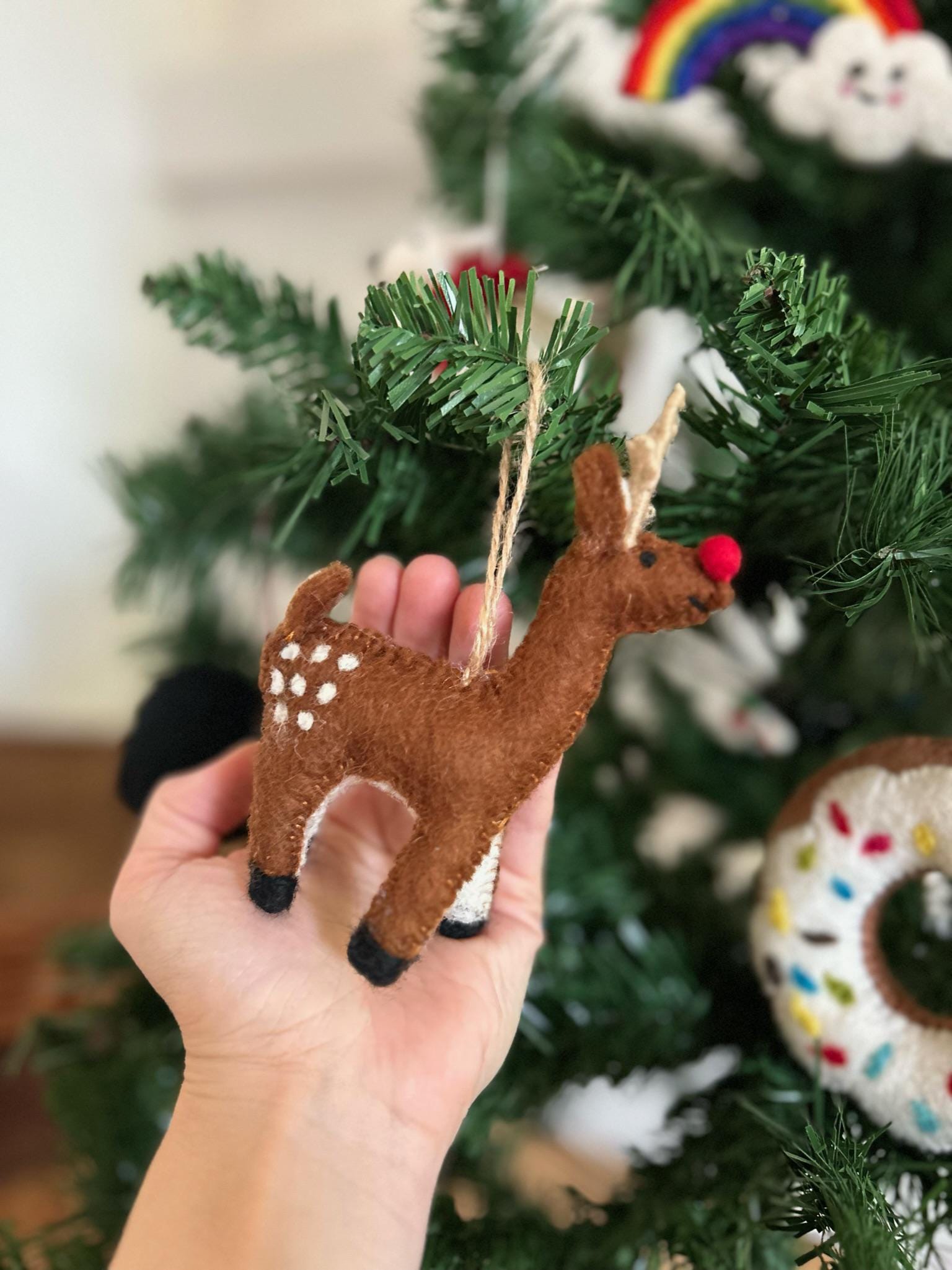 Weihnachtsanhänger Rudolf das Rentier I Filz Christbaumschmuck I Weihnachtsdeko I rote Nase I Rentier Deko