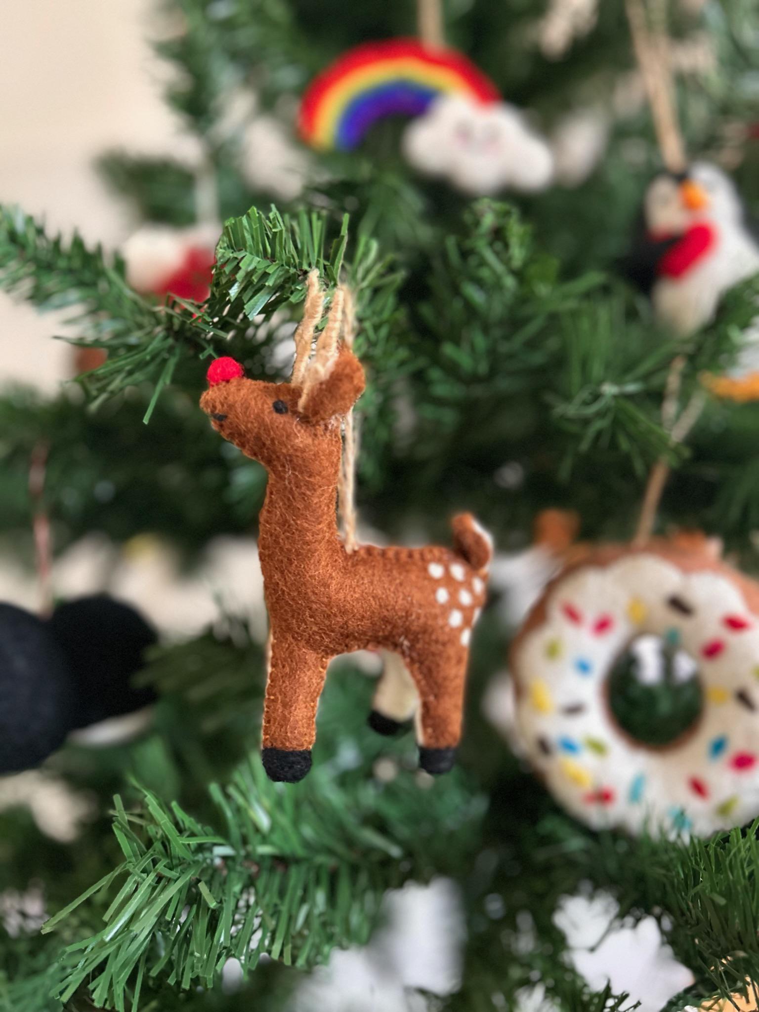 Weihnachtsanhänger Rudolf das Rentier I Filz Christbaumschmuck I Weihnachtsdeko I rote Nase I Rentier Deko