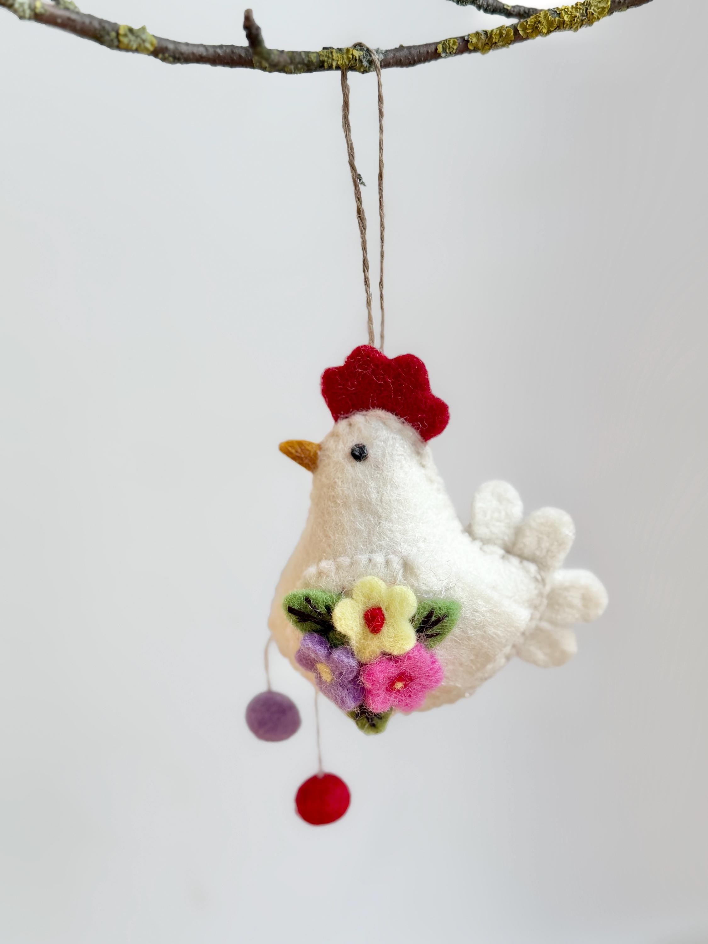 Anhänger Huhn mit Blumen I Osterschmuck I Osterdeko I I Osterstrauß I Filzdeko Ostern I Osterhase I Frühling