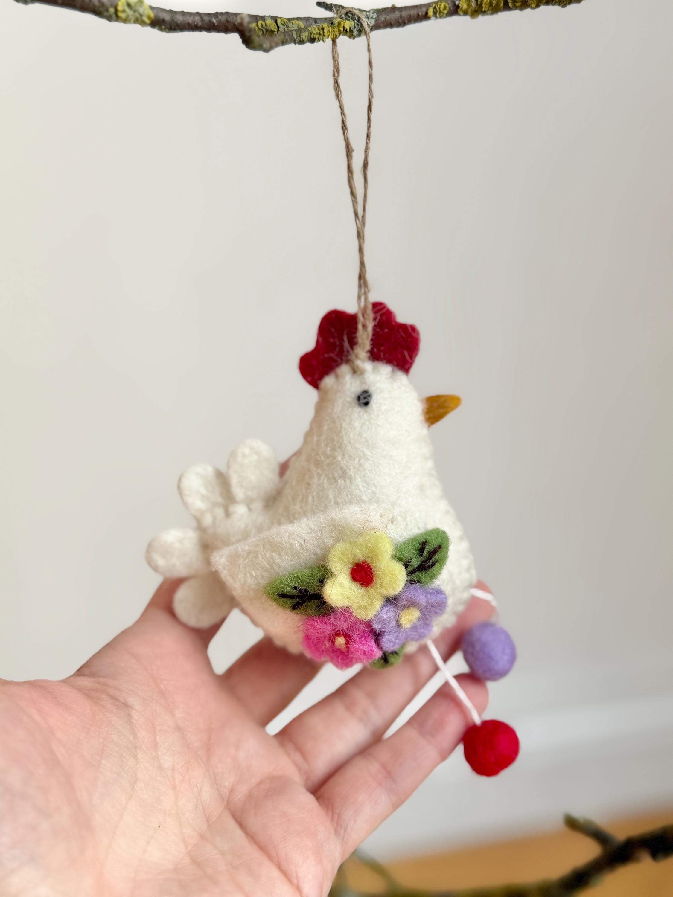 Anhänger Huhn mit Blumen I Osterschmuck I Osterdeko I I Osterstrauß I Filzdeko Ostern I Osterhase I Frühling