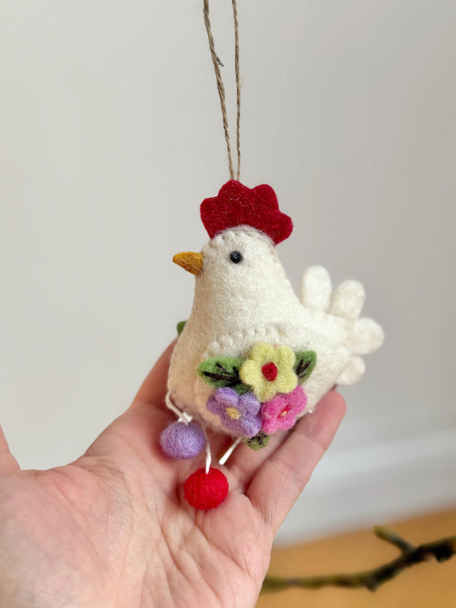 Anhänger Huhn mit Blumen I Osterschmuck I Osterdeko I I Osterstrauß I Filzdeko Ostern I Osterhase I Frühling