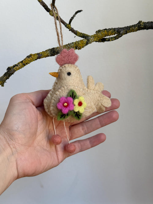Anhänger Huhn mit Blumen I Osterschmuck I Osterdeko I I Osterstrauß I Filzdeko Ostern I Osterhase I Frühling