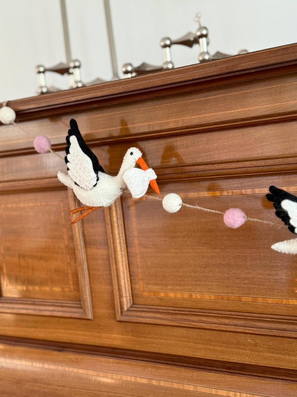 Girlande Klapperstorch I Kinderzimmer Dekoration I Filz Deko I Babyzimmer I Geschenk zur Geburt I Babyshower I Babyausstattung