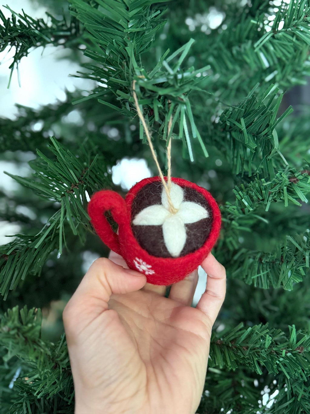 Weihnachtsanhänger Tasse I Christbaumschmuck Weihnachtsdeko I Winter Weihnachtsbaum I Weihnachtstasse Filz I weihnachtliche Kaffeetasse