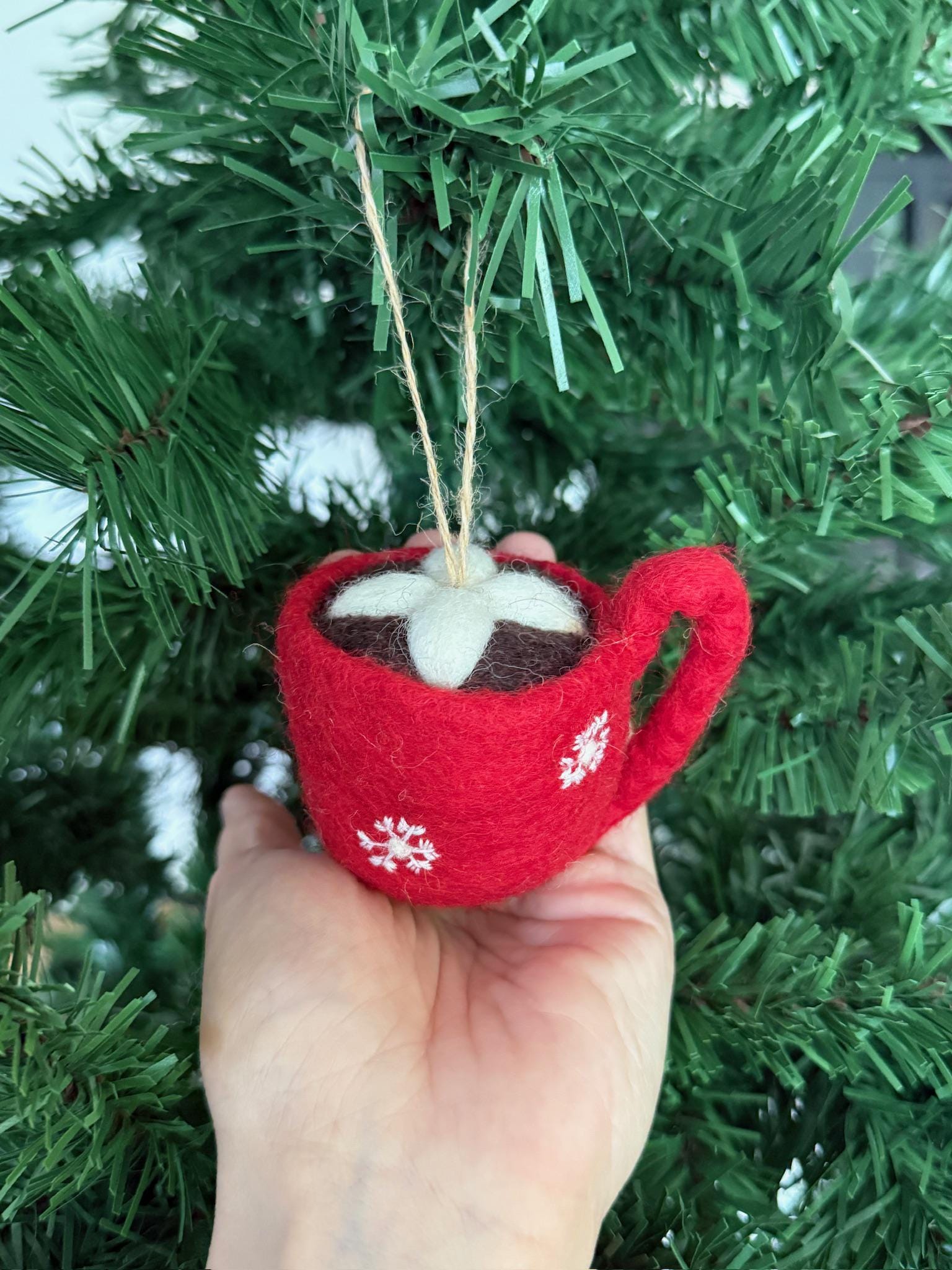 Weihnachtsanhänger Tasse I Christbaumschmuck Weihnachtsdeko I Winter Weihnachtsbaum I Weihnachtstasse Filz I weihnachtliche Kaffeetasse