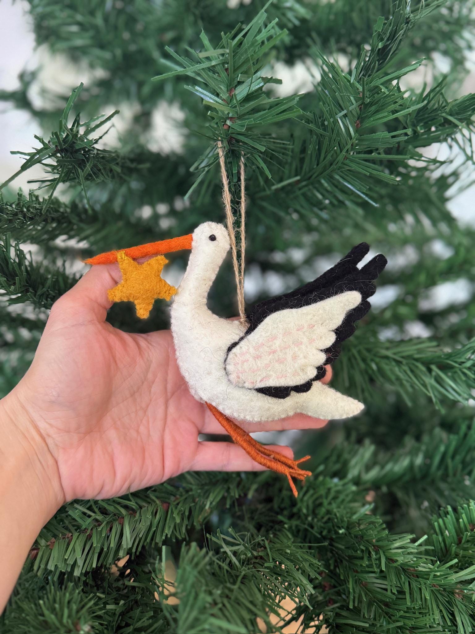 Anhänger Storch I Filz Christbaumschmuck I Weihnachtsdeko I Babyparty I Klapperstorch I Frühlingsdeko