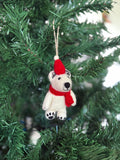 Weihnachtsanhänger Eisbär mit Mütze und Schal I Filz Christbaumschmuck I Weihnachtsdeko I Winterdeko aus Filz