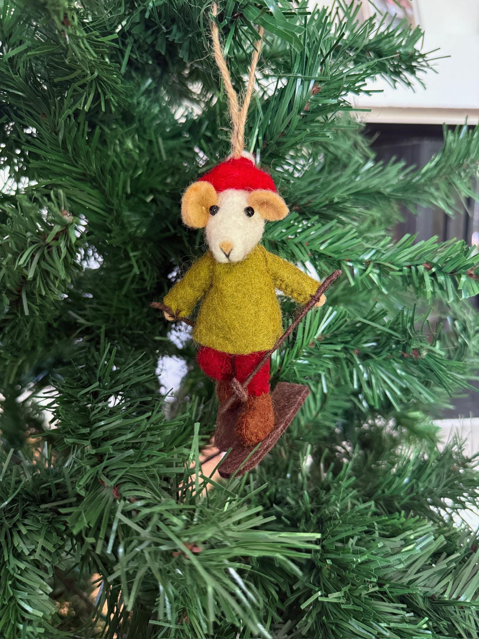 Weihnachtsanhänger Skifahrer Maus I Christbaumschmuck Weihnachtsdeko I Winter Weihnachtsbaum I Weihnachtsmaus