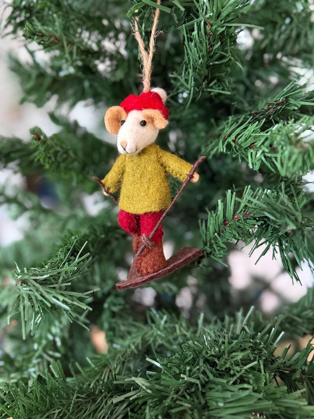 Weihnachtsanhänger Skifahrer Maus I Christbaumschmuck Weihnachtsdeko I Winter Weihnachtsbaum I Weihnachtsmaus