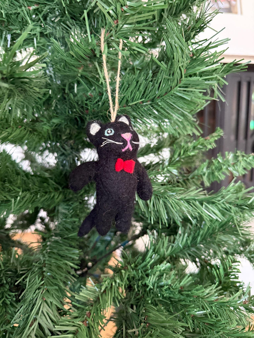 Weihnachtsanhänger Katze mit Fliege I Christbaumschmuck Weihnachtsdeko I Winter Weihnachtsbaum I Weihnachtskatze