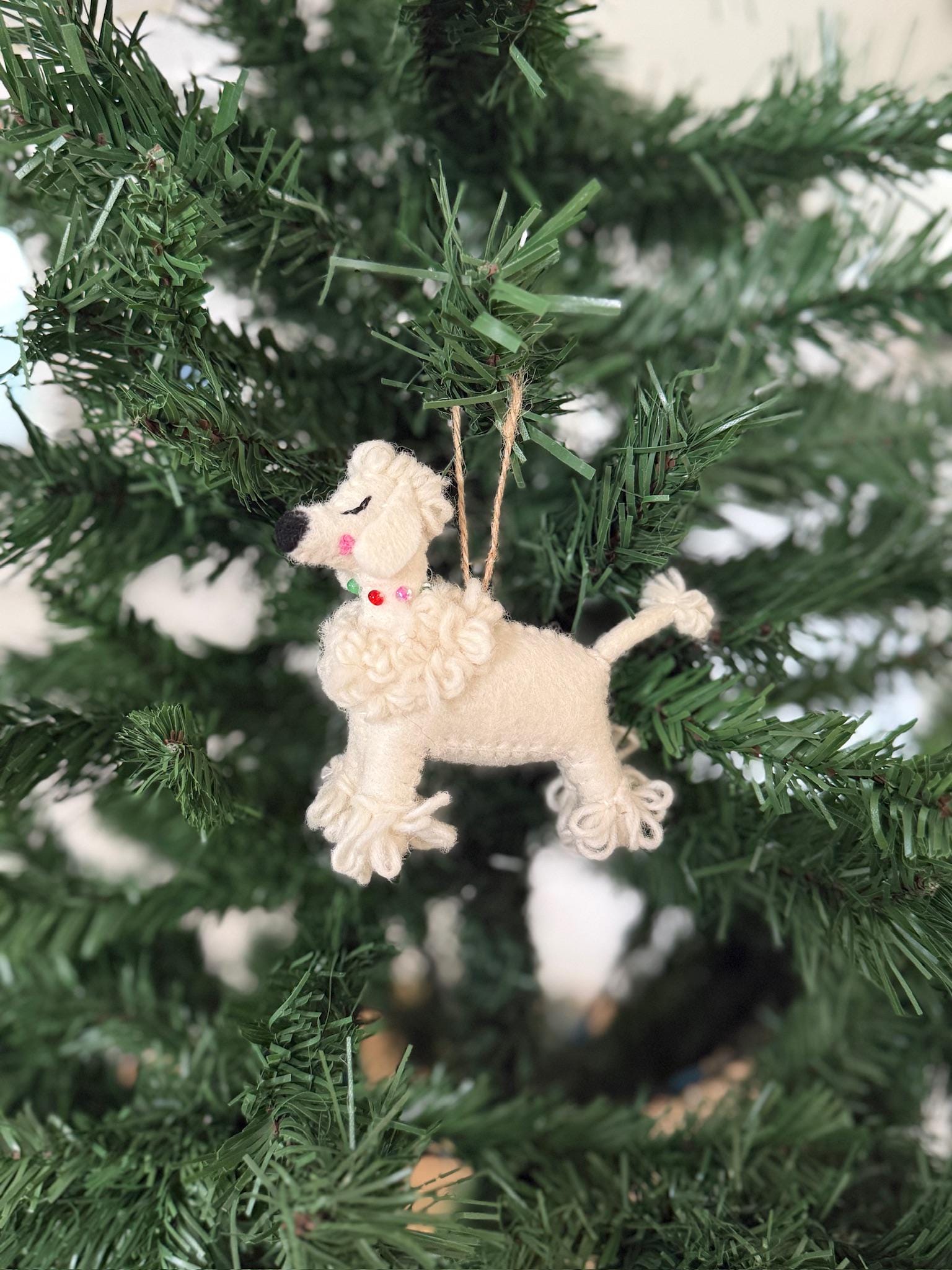 Weihnachtsanhänger Pudel I Filz Christbaumschmuck I Weihnachtsdeko I Weihnachtlicher Hund I Hundeanhänger I Pudeldeko I Ausgefallene Deko