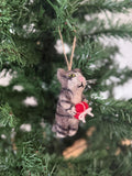 Weihnachtsanhänger Katze mit Geschenk I Christbaumschmuck Weihnachtsdeko I Winter Weihnachtsbaum I Weihnachtskatze