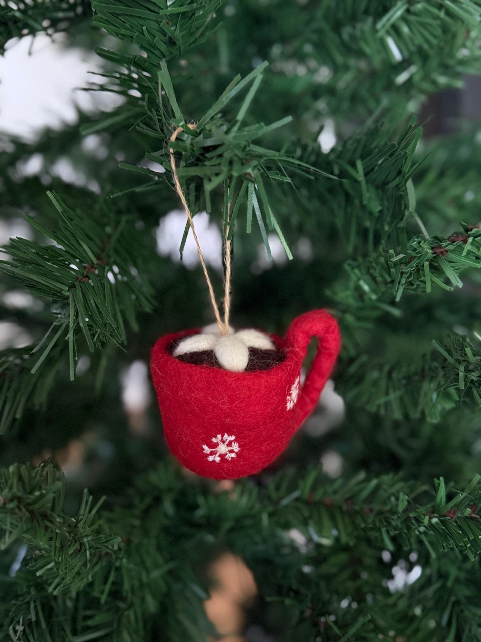 Weihnachtsanhänger Tasse I Christbaumschmuck Weihnachtsdeko I Winter Weihnachtsbaum I Weihnachtstasse Filz I weihnachtliche Kaffeetasse