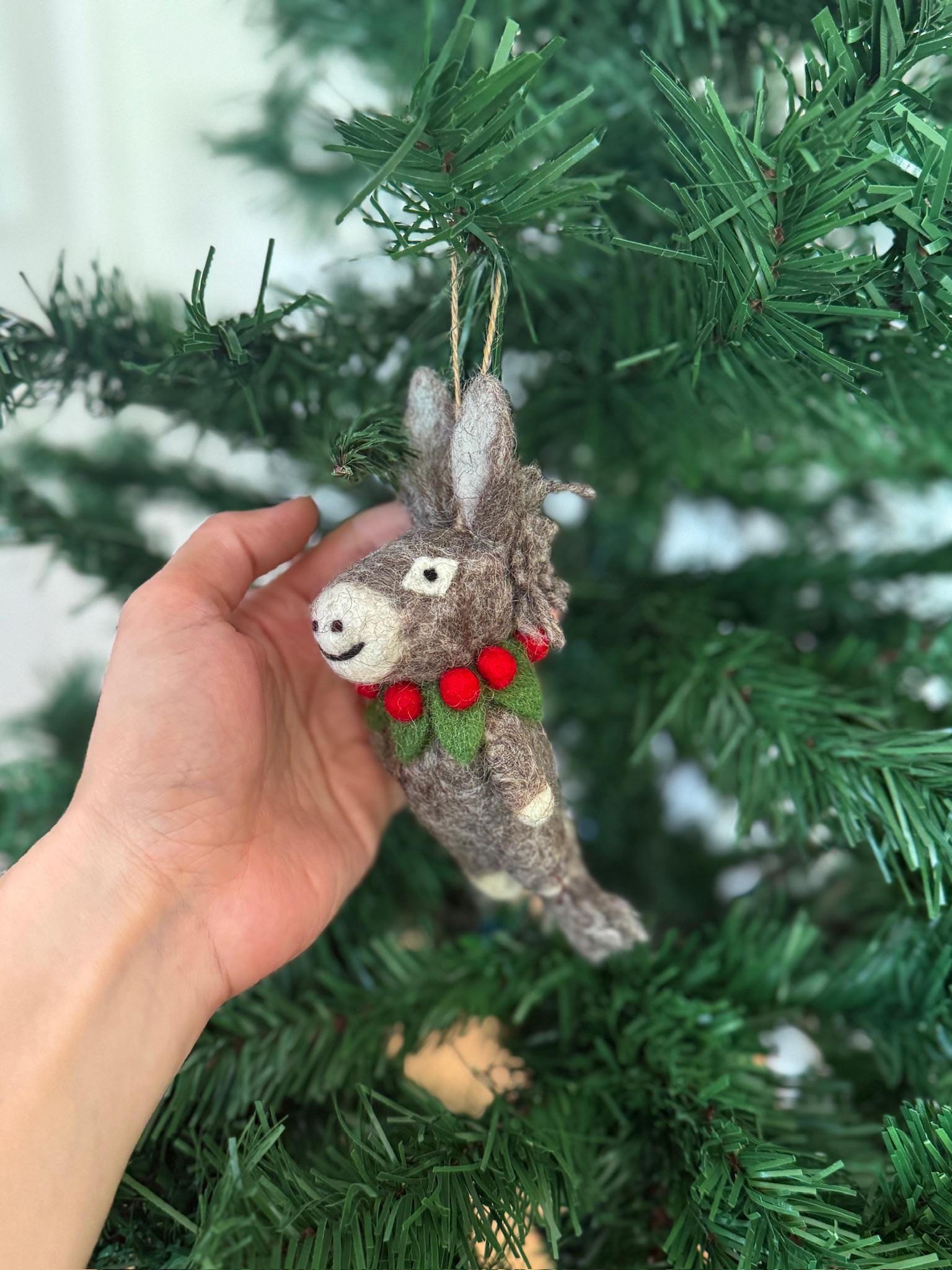 Weihnachtsanhänger Esel mit Weihnachtskranz I Weihnachtsschmuck Esel I Filz I Weihnachtsbaum I Christbaumschmuck I Weihnachtsdeko