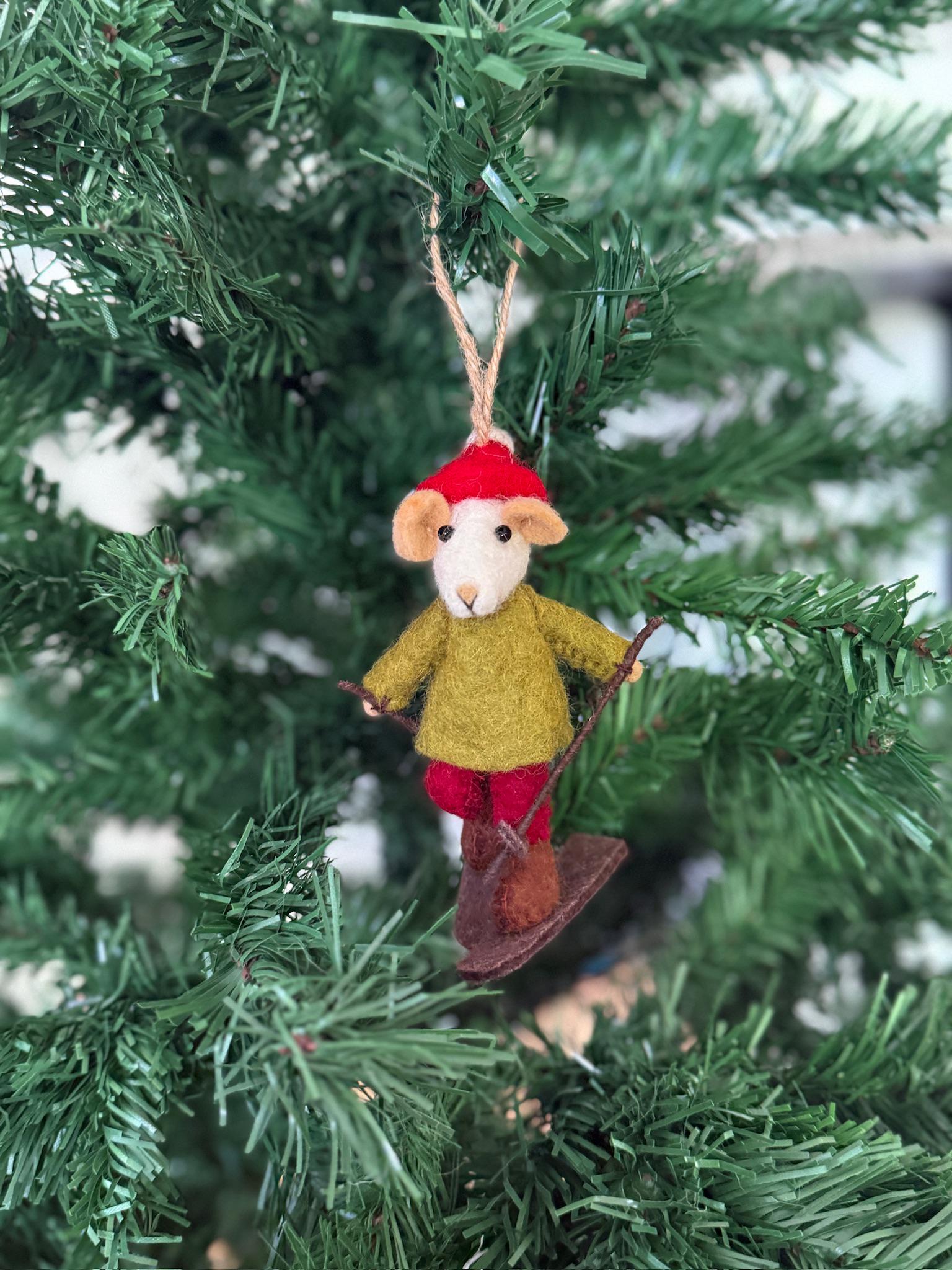Weihnachtsanhänger Skifahrer Maus I Christbaumschmuck Weihnachtsdeko I Winter Weihnachtsbaum I Weihnachtsmaus