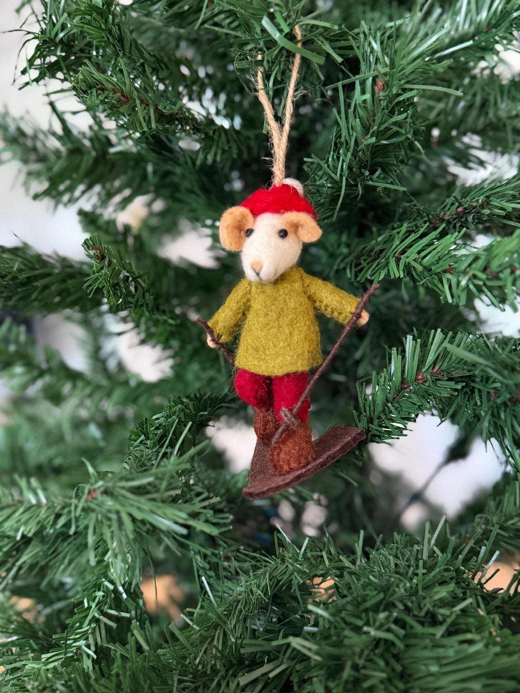 Weihnachtsanhänger Skifahrer Maus I Christbaumschmuck Weihnachtsdeko I Winter Weihnachtsbaum I Weihnachtsmaus