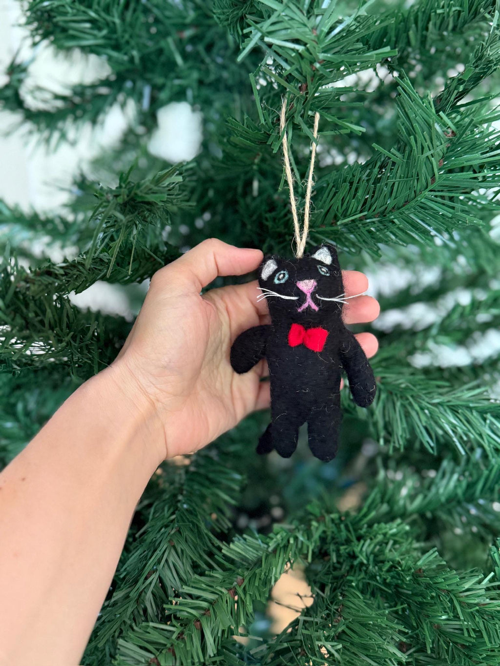Weihnachtsanhänger Katze mit Fliege I Christbaumschmuck Weihnachtsdeko I Winter Weihnachtsbaum I Weihnachtskatze