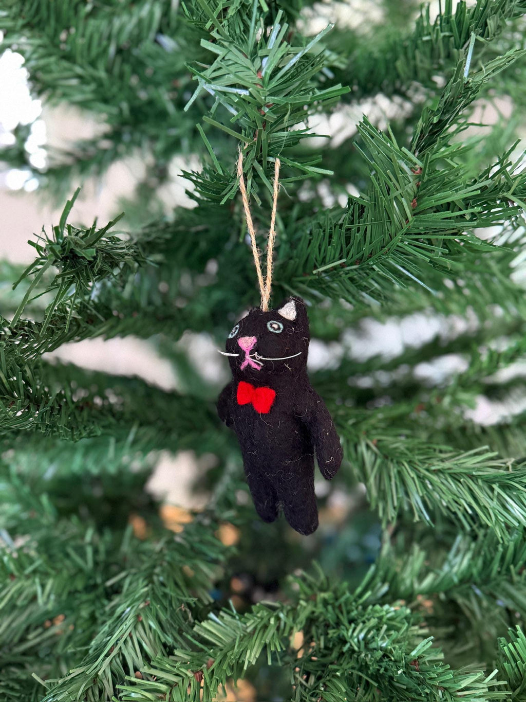 Weihnachtsanhänger Katze mit Fliege I Christbaumschmuck Weihnachtsdeko I Winter Weihnachtsbaum I Weihnachtskatze