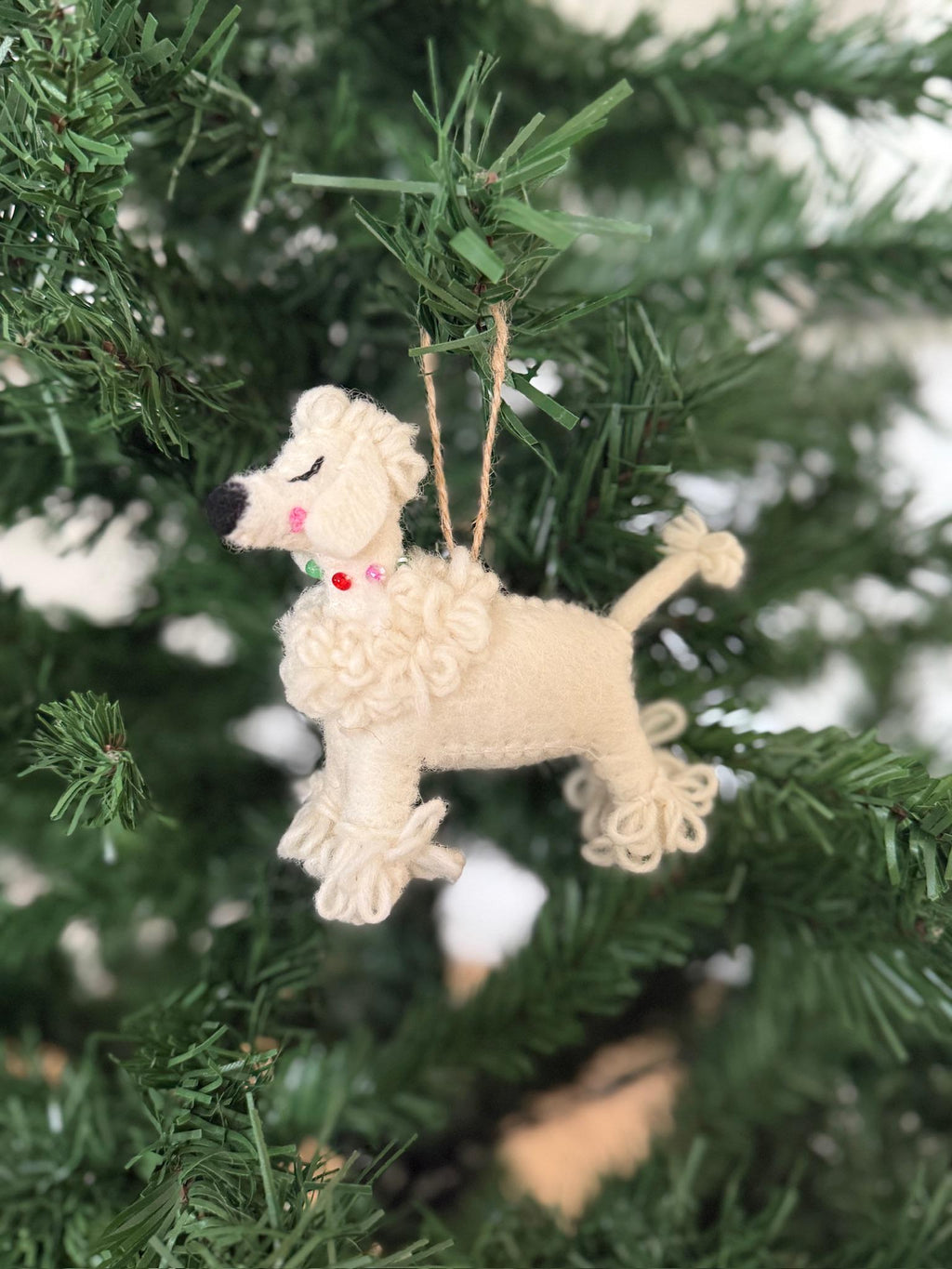 Weihnachtsanhänger Pudel I Filz Christbaumschmuck I Weihnachtsdeko I Weihnachtlicher Hund I Hundeanhänger I Pudeldeko I Ausgefallene Deko