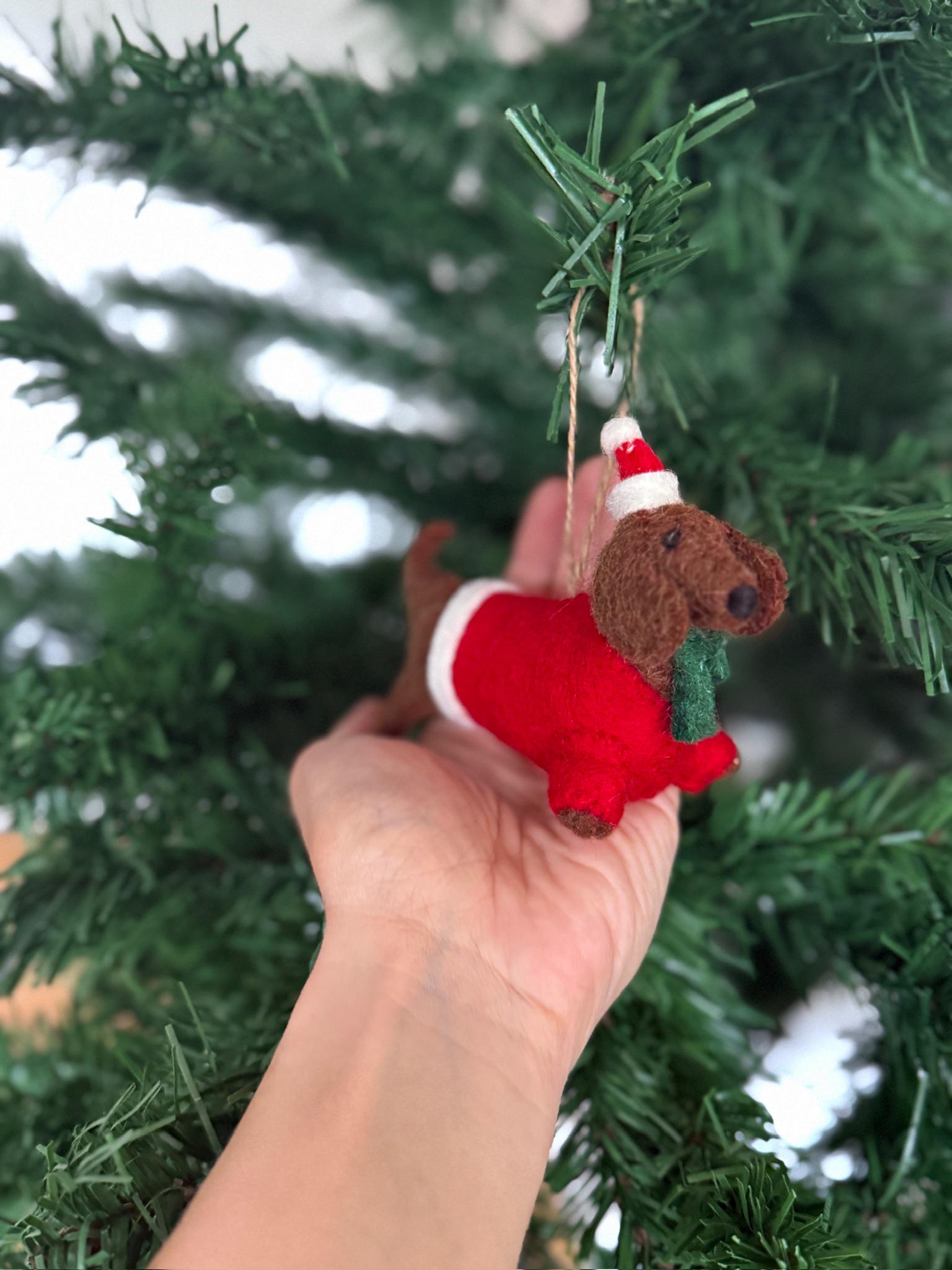 Weihnachtsanhänger Weihnachtsdackel I Filz Christbaumschmuck I Weihnachtsdeko I Weihnachtsdackel mit Mütze I Hundeanhänger