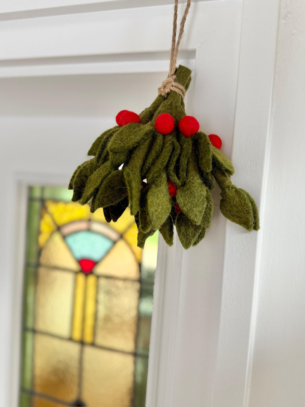 Mistelzweig rote Beeren aus Filz I Stechpalme I Fensterdeko I Weihnachtsdeko I Beerenzweig I Misteln I Weihnachtsanhänger Filz
