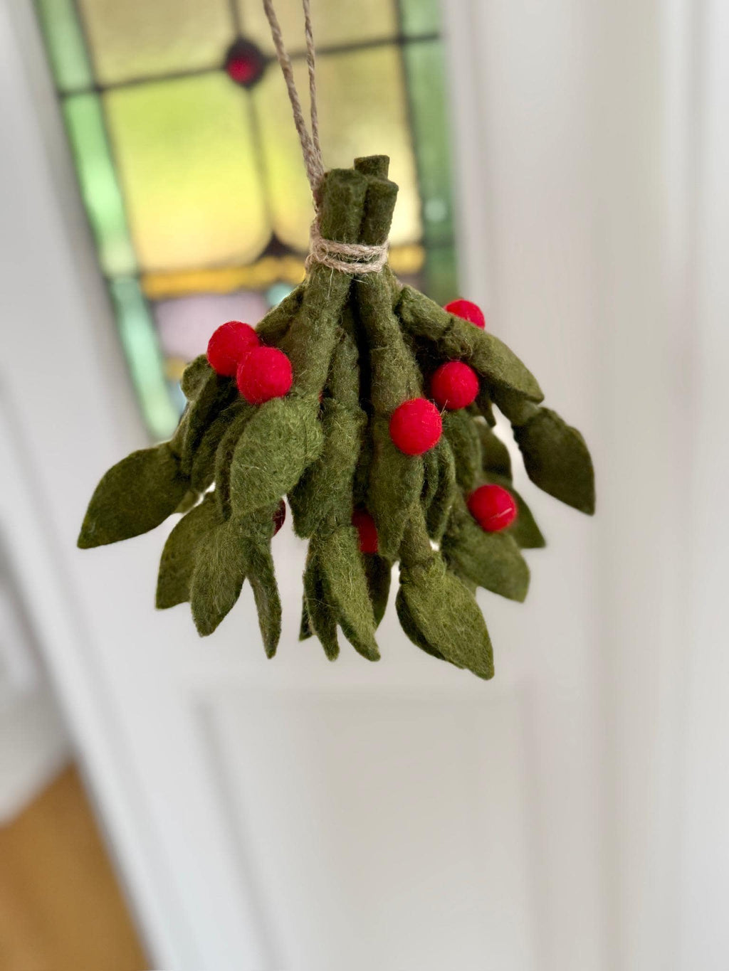 Mistelzweig rote Beeren aus Filz I Stechpalme I Fensterdeko I Weihnachtsdeko I Beerenzweig I Misteln I Weihnachtsanhänger Filz