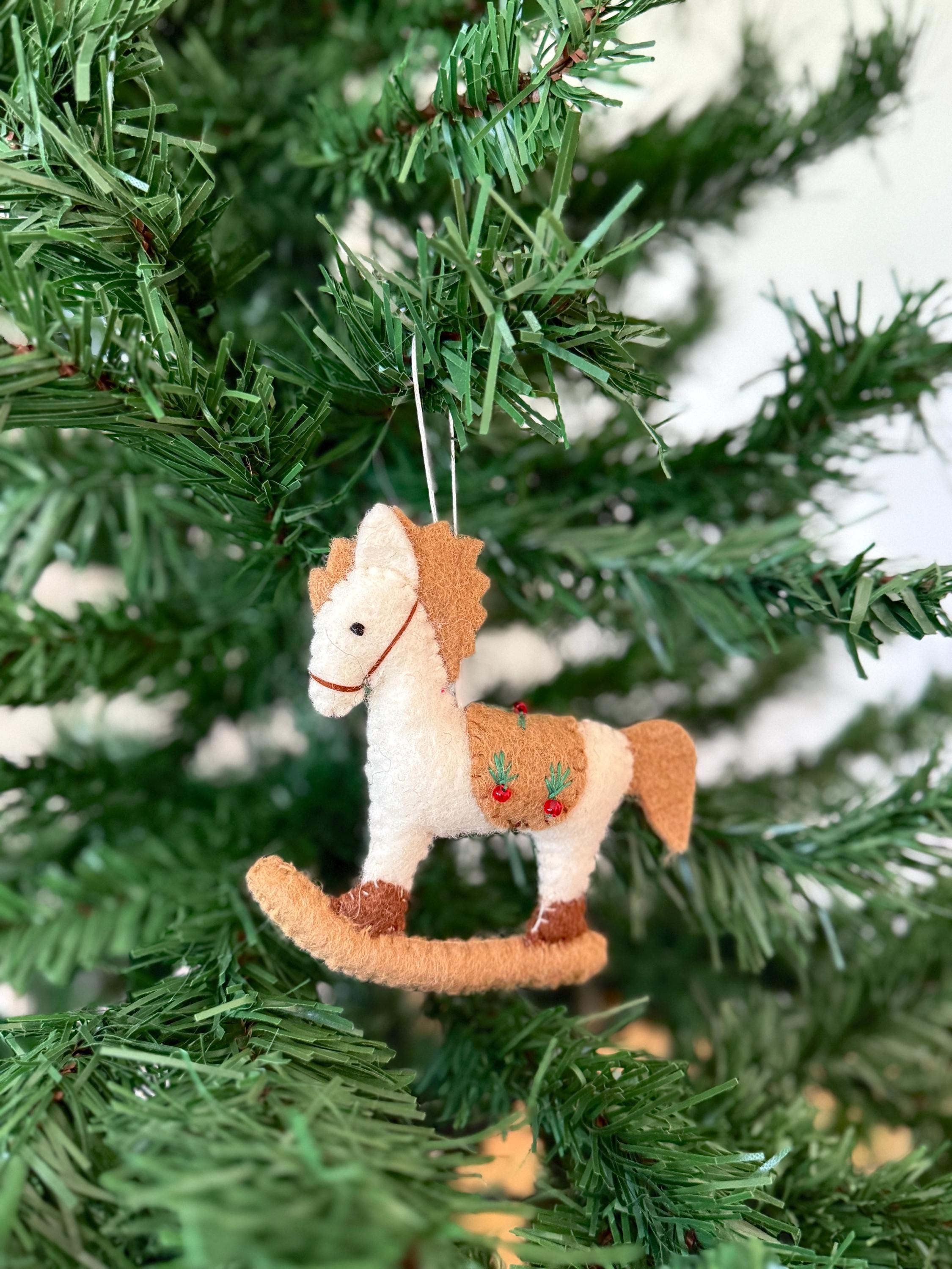 Weihnachtsanhänger Schaukelpferd I Filz Christbaumschmuck I Weihnachtsdeko Pferdchen