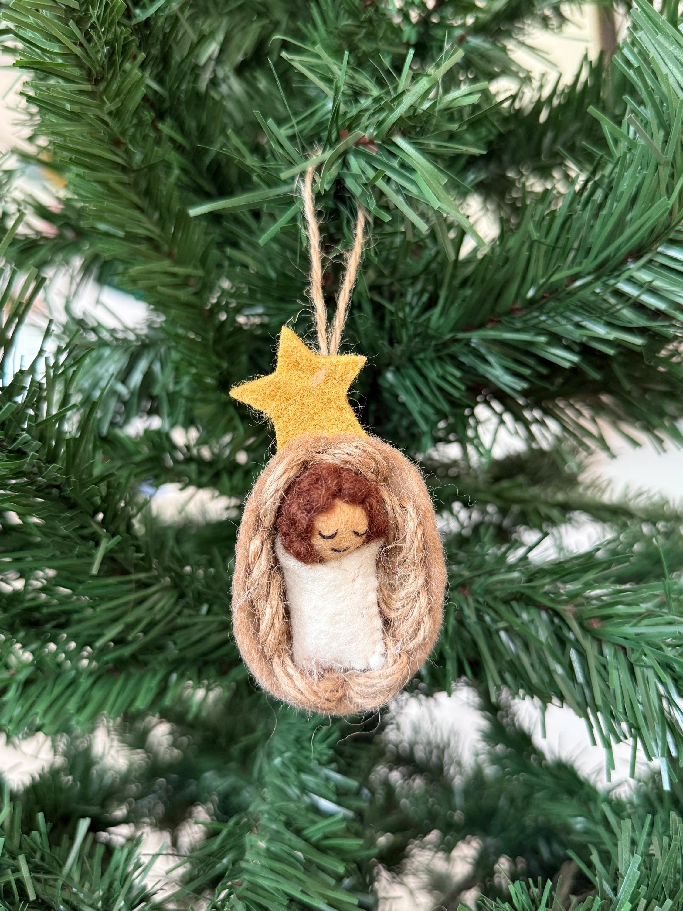 Weihnachtsanhänger Jesuskund in der Krippe I Christbaumschmuck Weihnachtsdeko I Winter Weihnachtsbaum I Baby I Krippe I Wiege I Heiland