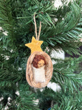 Weihnachtsanhänger Jesuskund in der Krippe I Christbaumschmuck Weihnachtsdeko I Winter Weihnachtsbaum I Baby I Krippe I Wiege I Heiland