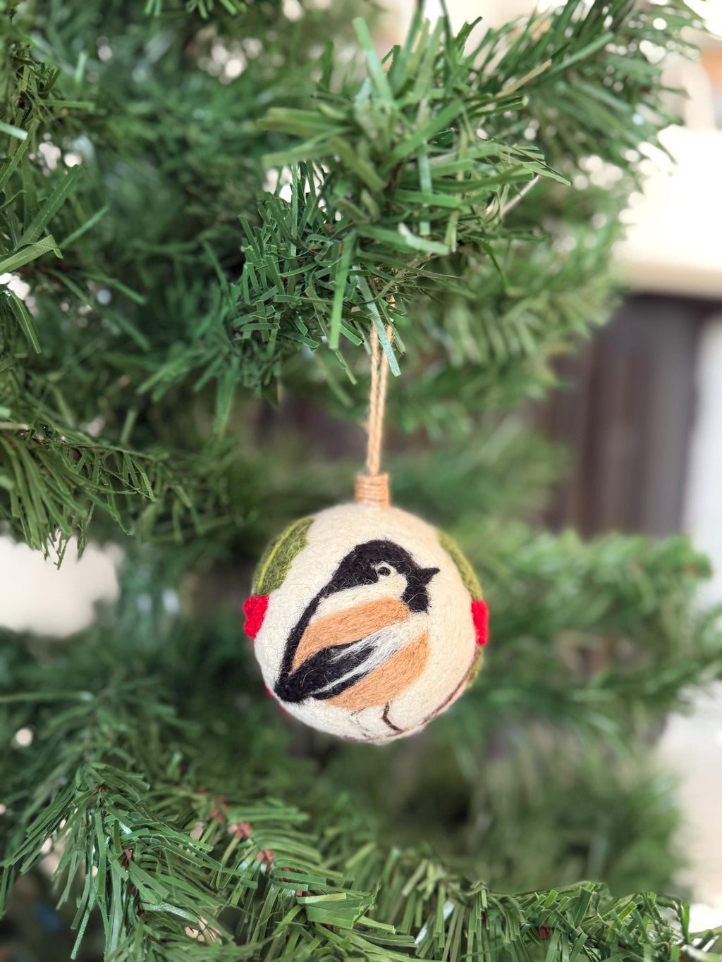 Weihnachtskugel Filz handgemacht I Weihnachtsdeko I Anhänger I Tannenmeise Deko I Weihnachtsschmuck I Christbaumkugel Stechpalme Kugel Filz