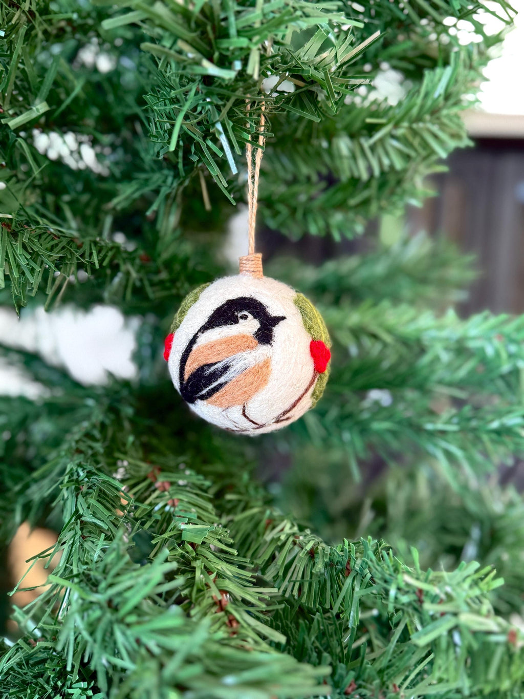 Weihnachtskugel Filz handgemacht I Weihnachtsdeko I Anhänger I Tannenmeise Deko I Weihnachtsschmuck I Christbaumkugel Stechpalme Kugel Filz