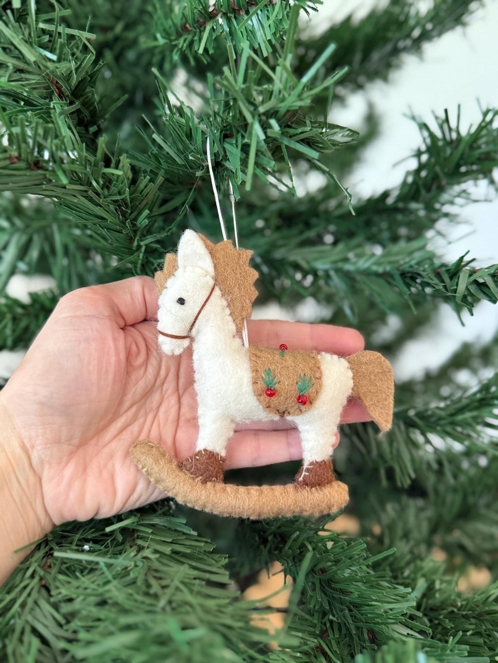 Weihnachtsanhänger Schaukelpferd I Filz Christbaumschmuck I Weihnachtsdeko Pferdchen