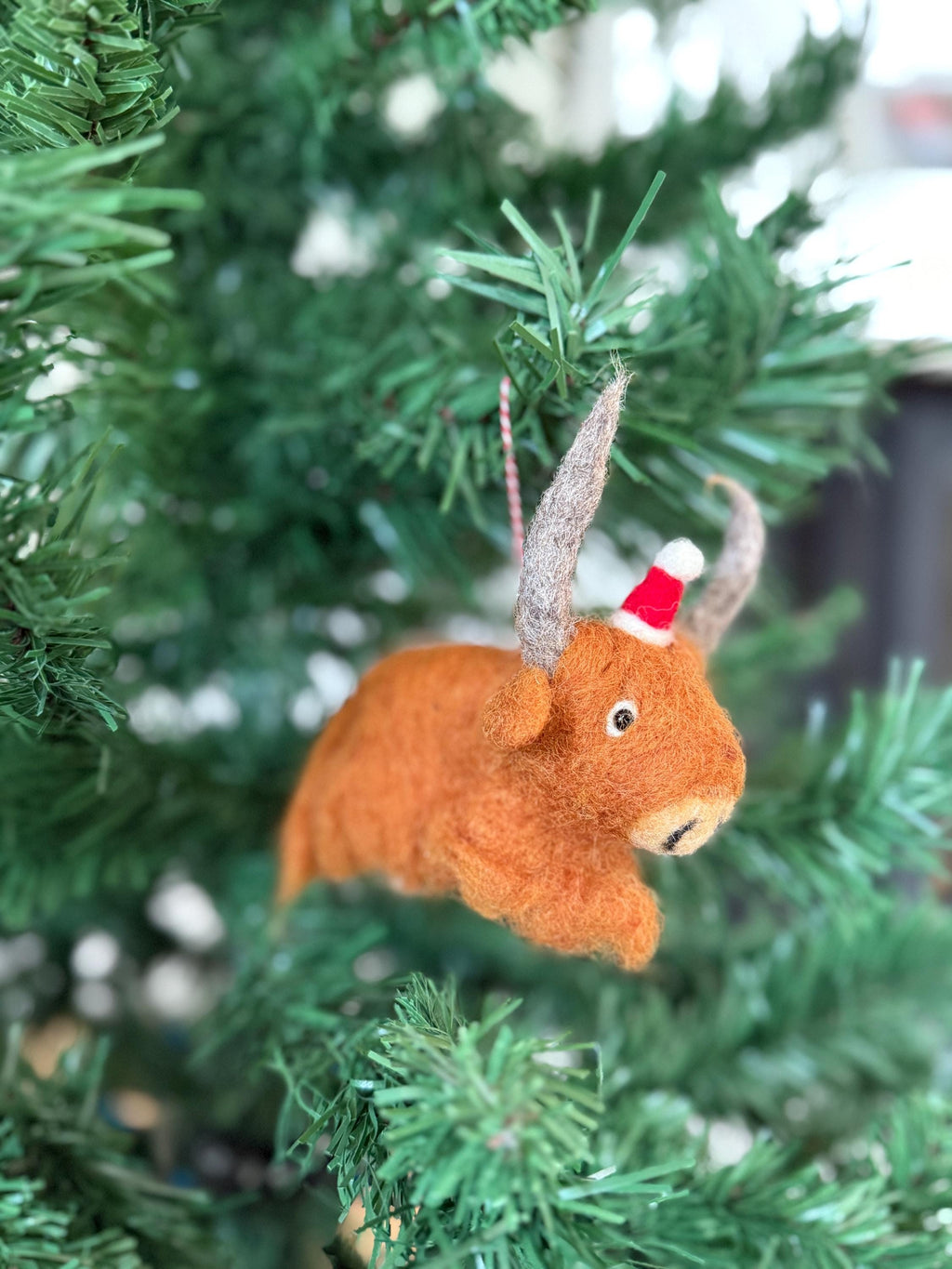 Filzanhänger Highland Rind mit Mütze I weihnachtliche Kuh I Christbaumschmuck I Weihnachtsdeko I Weihnachten I Anhänger