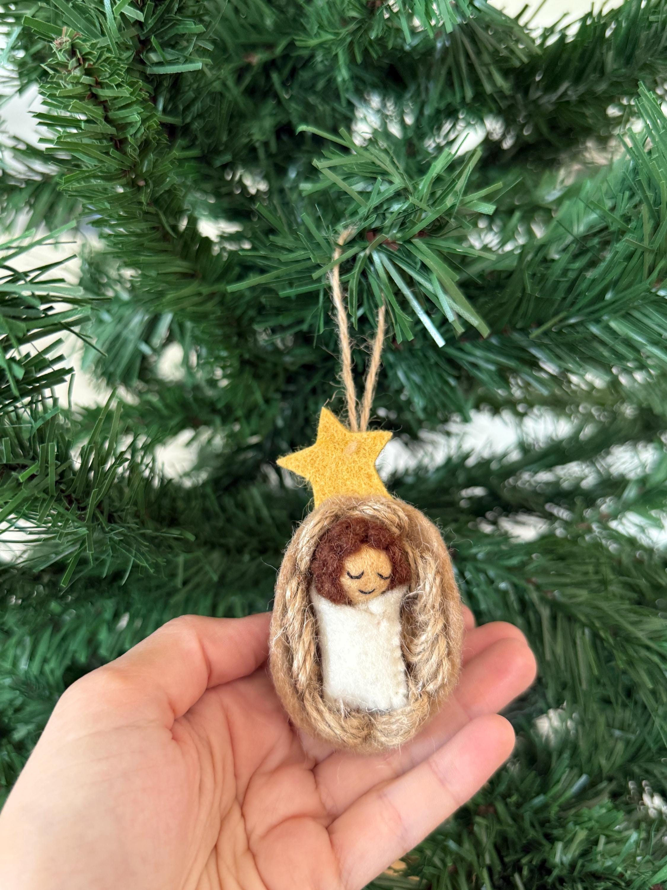 Weihnachtsanhänger Jesuskund in der Krippe I Christbaumschmuck Weihnachtsdeko I Winter Weihnachtsbaum I Baby I Krippe I Wiege I Heiland