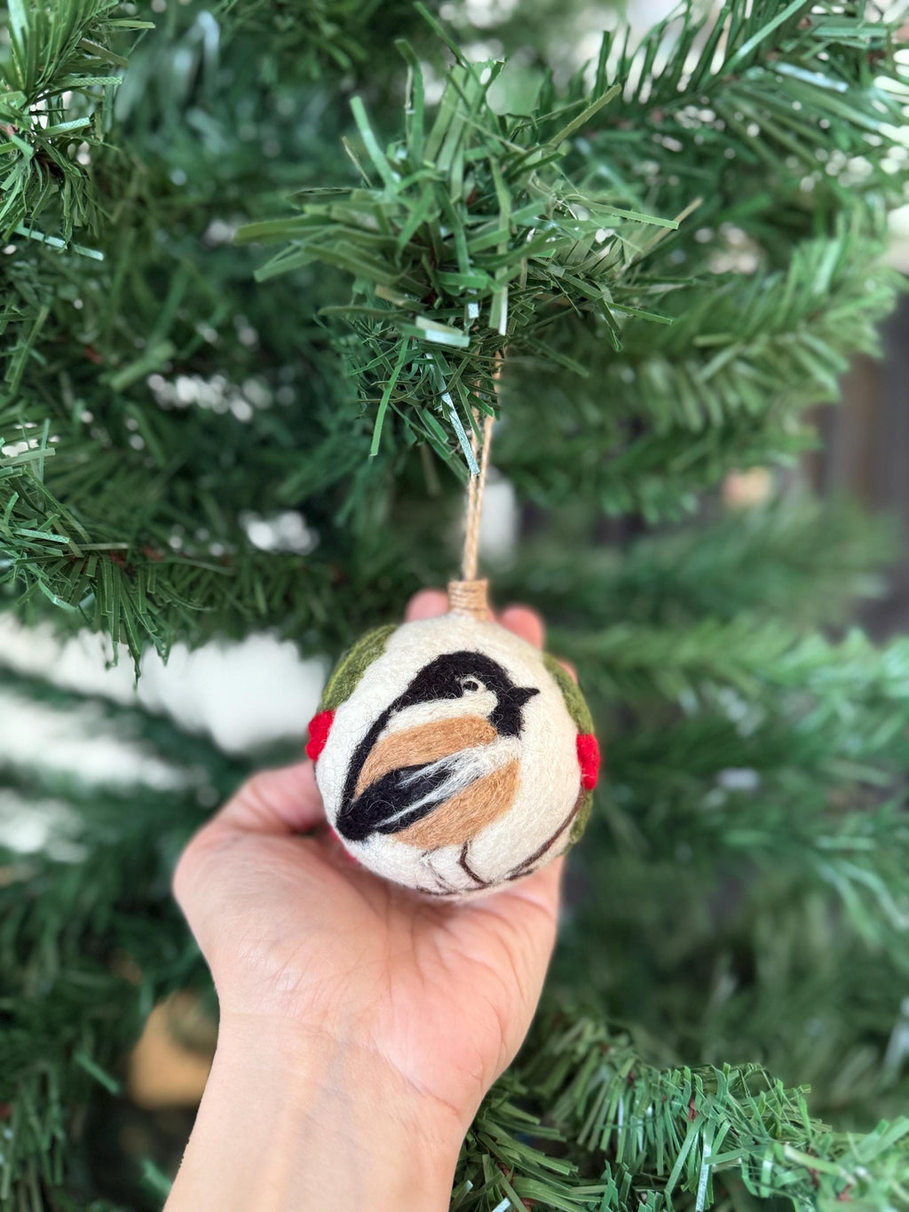 Weihnachtskugel Filz handgemacht I Weihnachtsdeko I Anhänger I Tannenmeise Deko I Weihnachtsschmuck I Christbaumkugel Stechpalme Kugel Filz