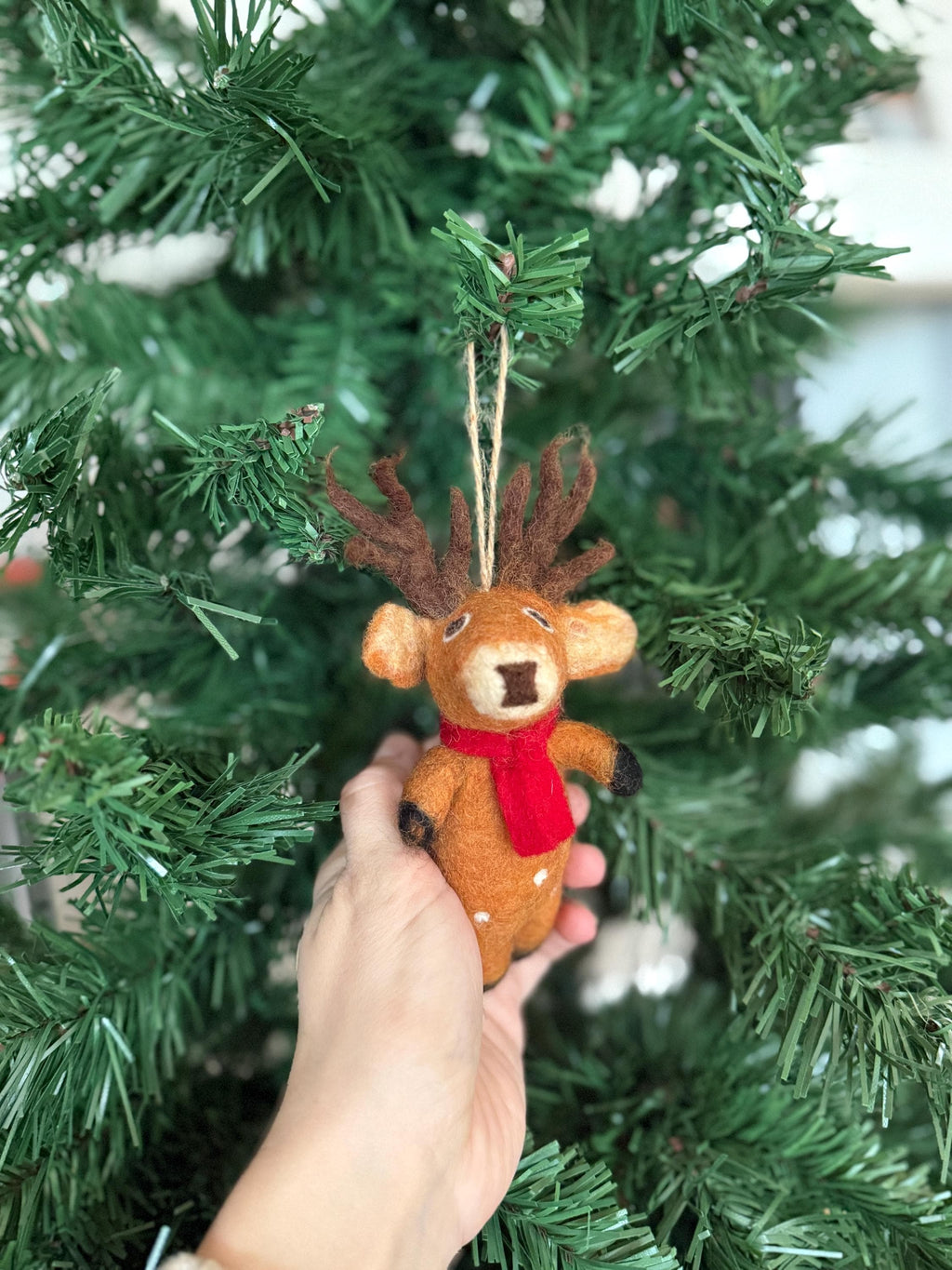 Weihnachtsanhänger Hirsch mit Schal I Christbaumschmuck I Weihnachtsdeko I Winter I Weihnachtsbaum I Hirsch aus Filz