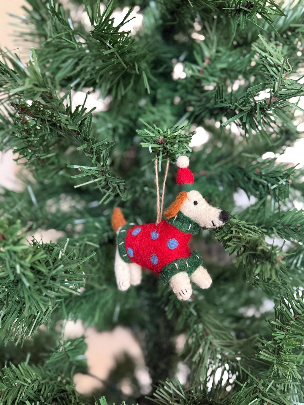 Weihnachtsanhänger Hund mit Mütze und Pullover I Filz Christbaumschmuck I Weihnachtsdeko I Weihnachtshund