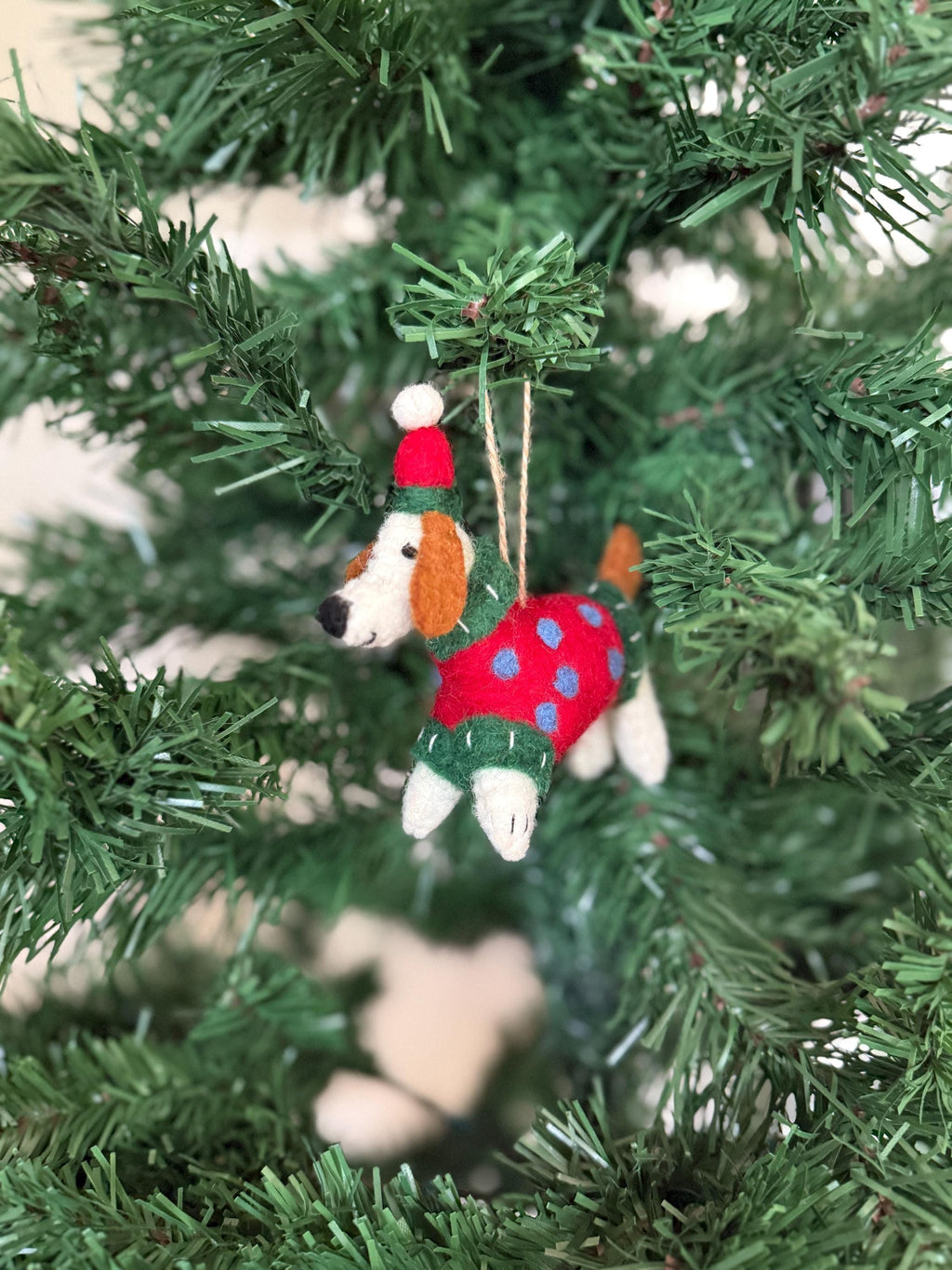 Weihnachtsanhänger Hund mit Mütze und Pullover I Filz Christbaumschmuck I Weihnachtsdeko I Weihnachtshund