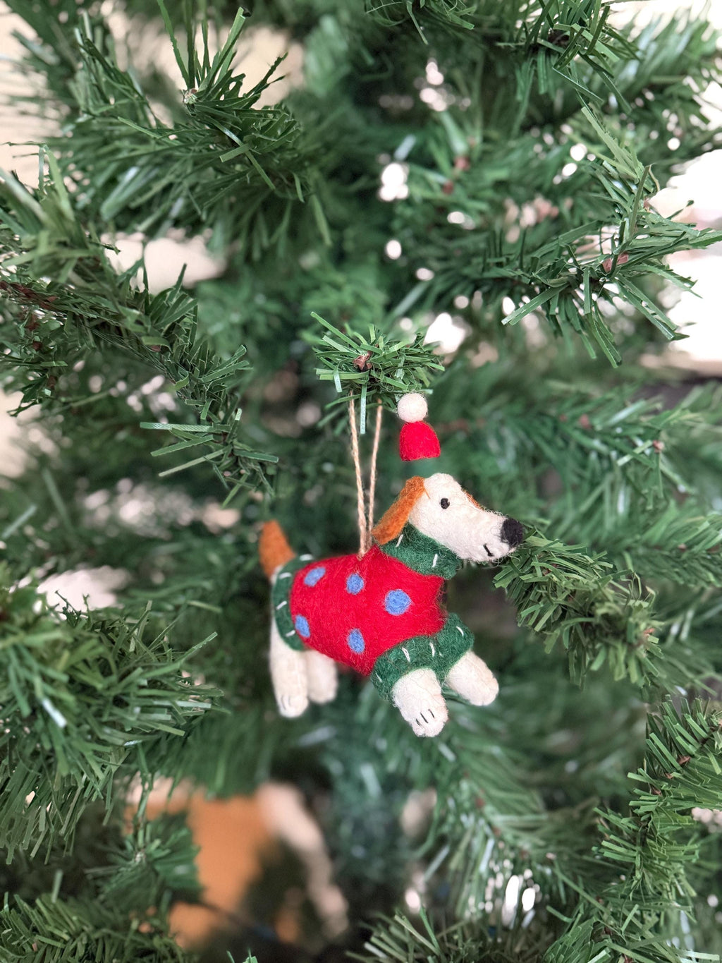 Weihnachtsanhänger Hund mit Mütze und Pullover I Filz Christbaumschmuck I Weihnachtsdeko I Weihnachtshund