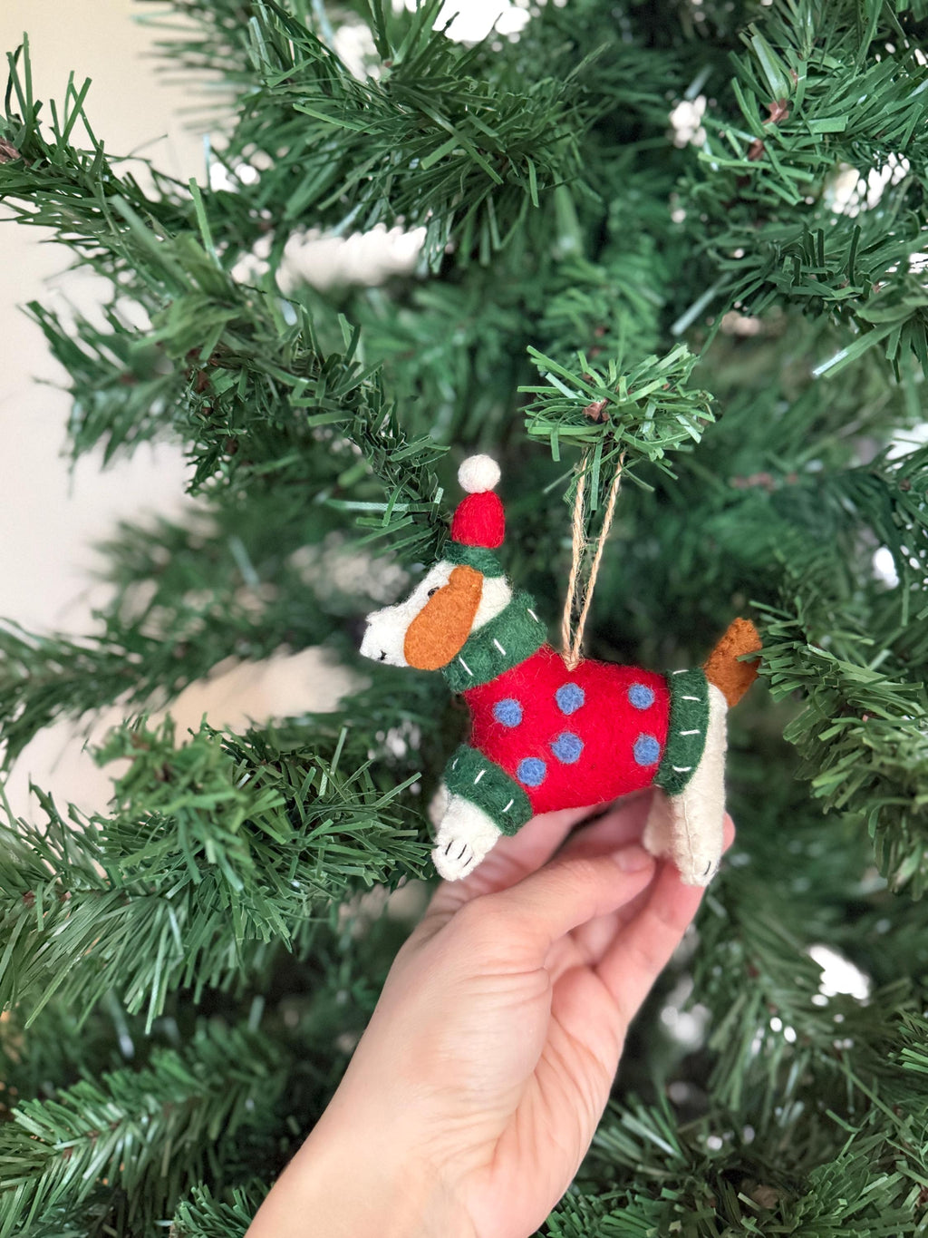 Weihnachtsanhänger Hund mit Mütze und Pullover I Filz Christbaumschmuck I Weihnachtsdeko I Weihnachtshund