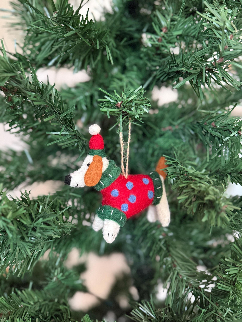 Weihnachtsanhänger Hund mit Mütze und Pullover I Filz Christbaumschmuck I Weihnachtsdeko I Weihnachtshund