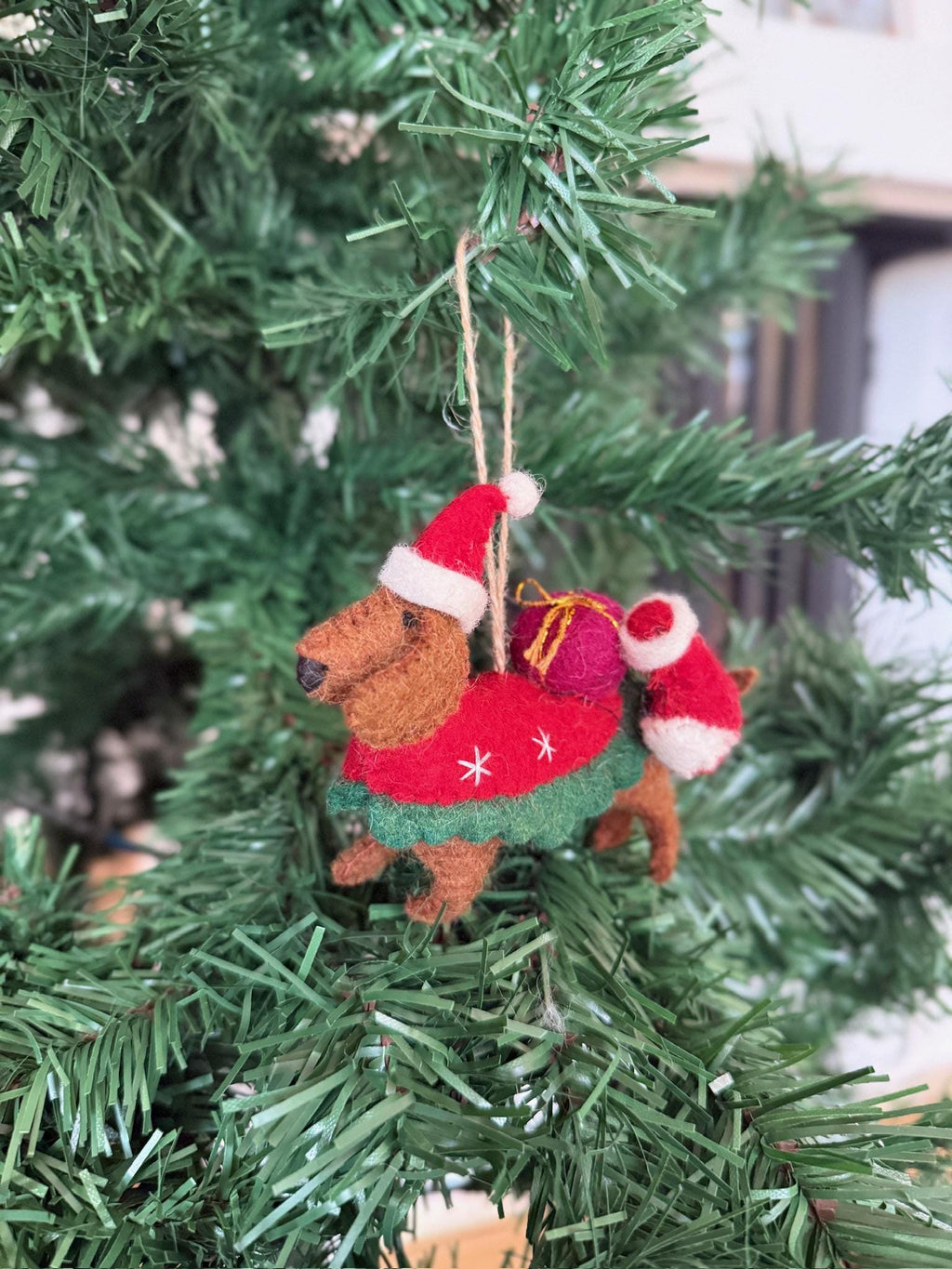 Weihnachtsanhänger Dackel aus Filz I Filz Christbaumschmuck I Weihnachtsdeko I Weihnachtsdackel mit Mütze I Hundeanhänger