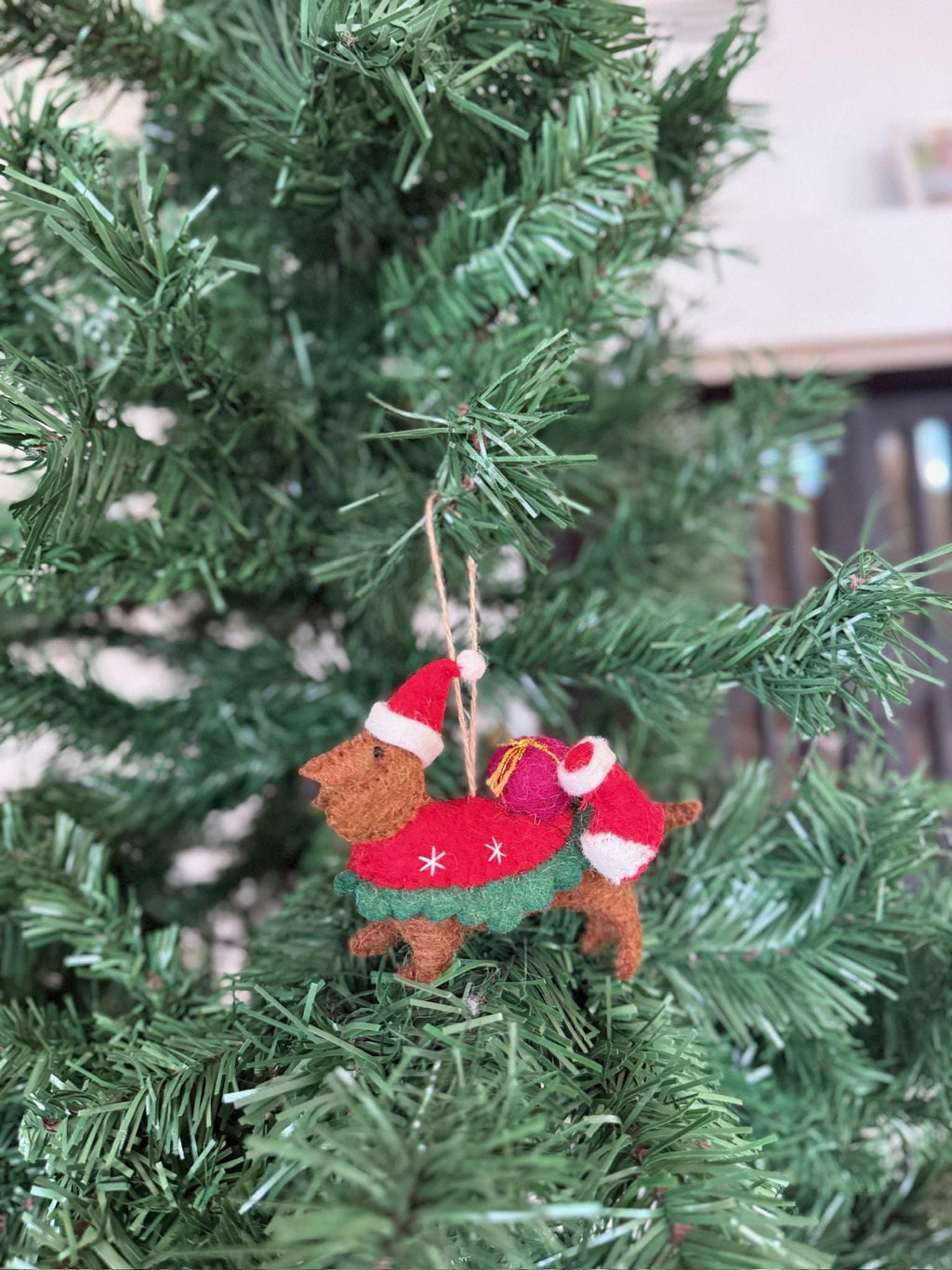 Weihnachtsanhänger Dackel aus Filz I Filz Christbaumschmuck I Weihnachtsdeko I Weihnachtsdackel mit Mütze I Hundeanhänger