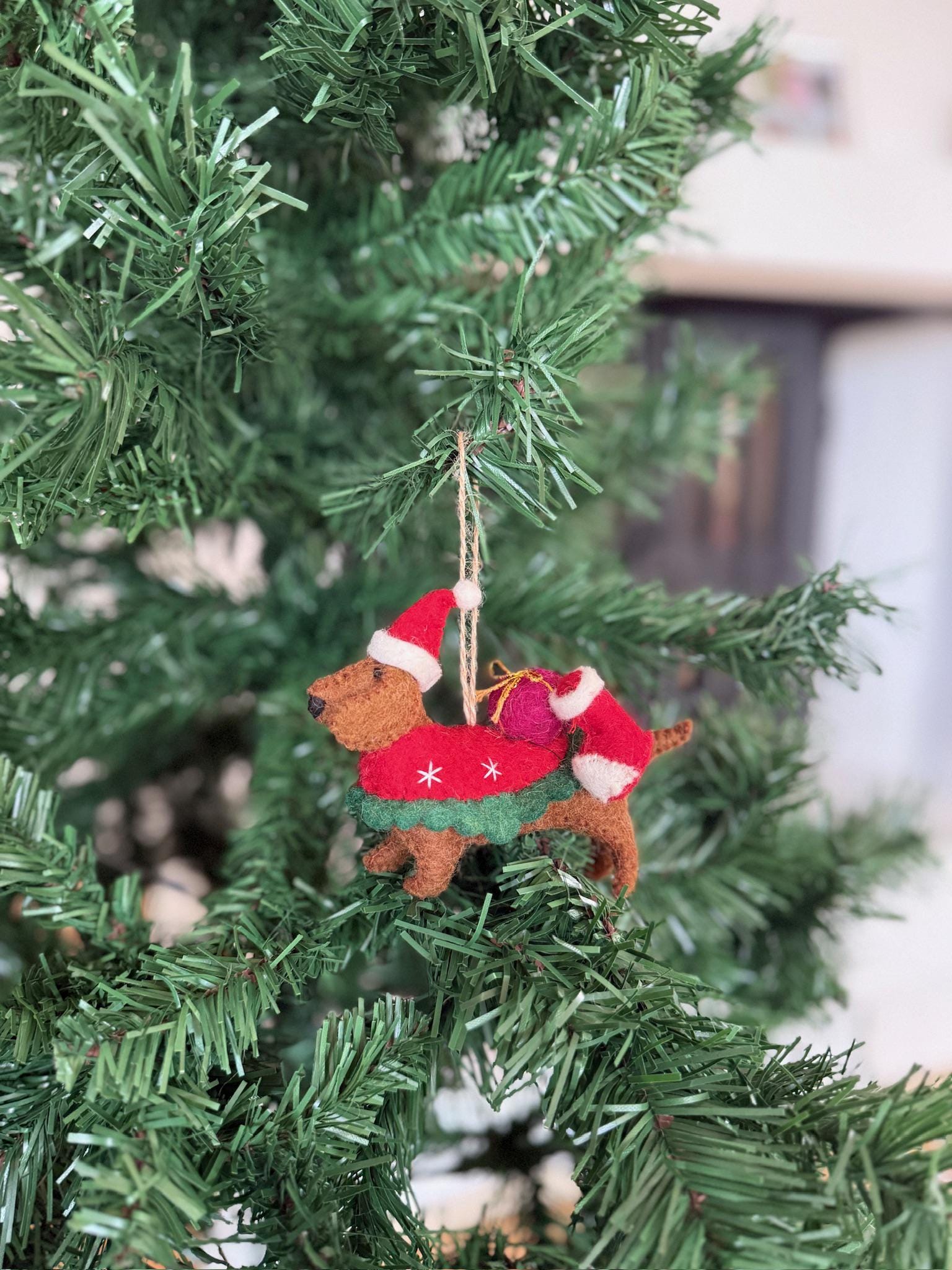 Weihnachtsanhänger Dackel aus Filz I Filz Christbaumschmuck I Weihnachtsdeko I Weihnachtsdackel mit Mütze I Hundeanhänger