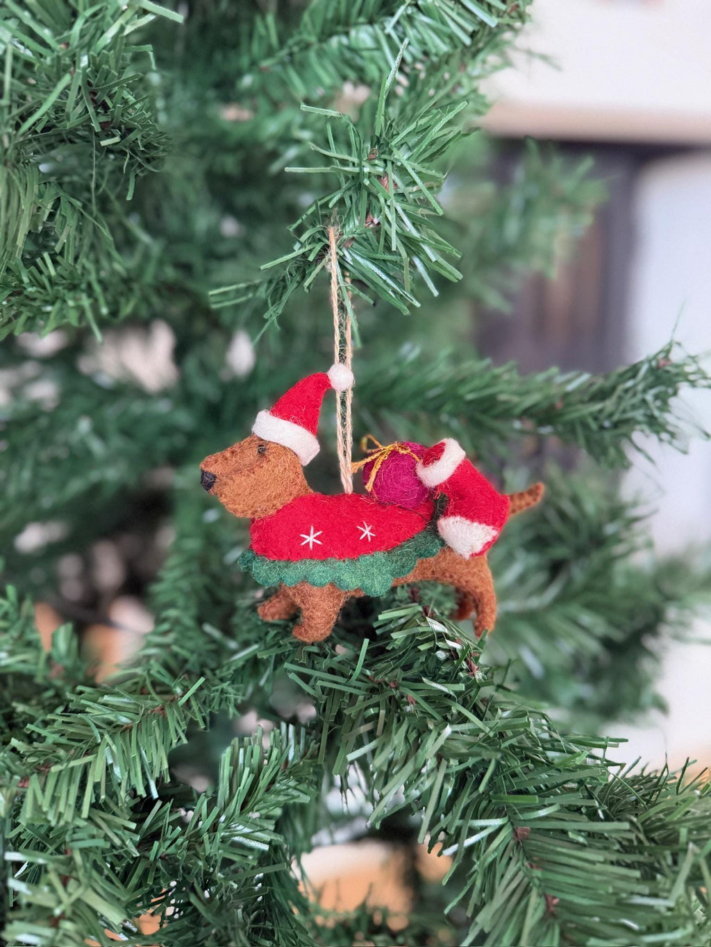 Weihnachtsanhänger Dackel aus Filz I Filz Christbaumschmuck I Weihnachtsdeko I Weihnachtsdackel mit Mütze I Hundeanhänger
