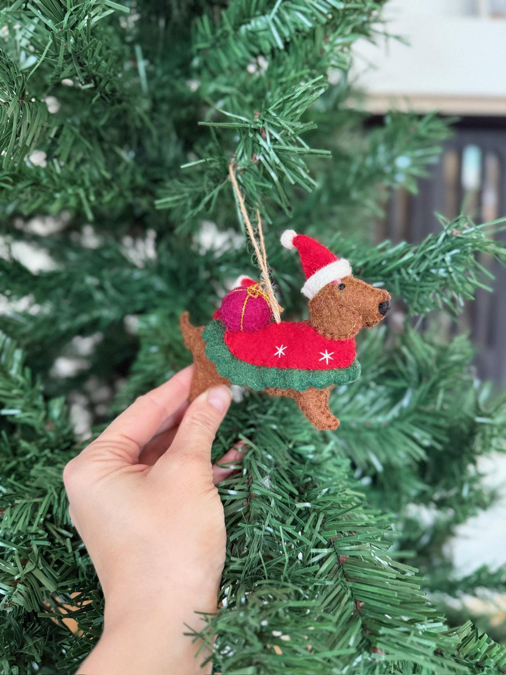 Weihnachtsanhänger Dackel aus Filz I Filz Christbaumschmuck I Weihnachtsdeko I Weihnachtsdackel mit Mütze I Hundeanhänger