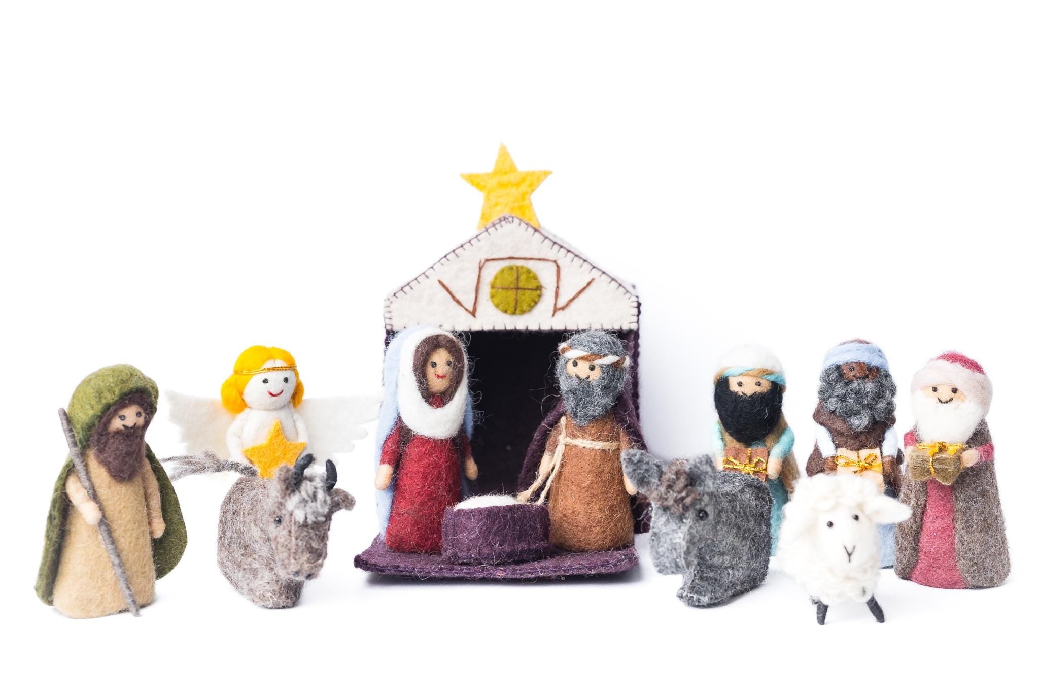 Weihnachtskrippe aus Filz I Weihnachtsdeko I handgemacht I Maria und Josef I Stall I Heilige 3 Könige I Jesuskind